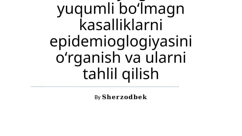 Oʻzbekistondagi Asosiy Yuqumli Boʻlmagan Kasalliklar