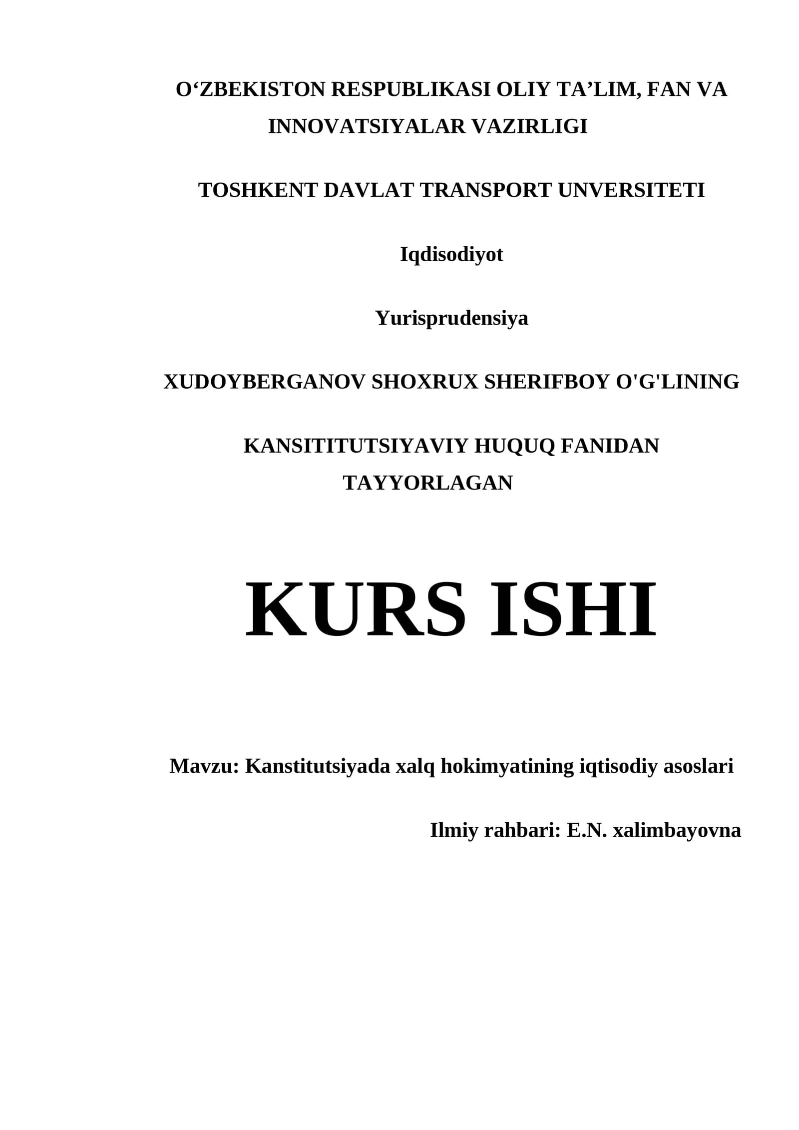 Kanstitutsiyada xalq hokimyatining iqtisodiy asoslari