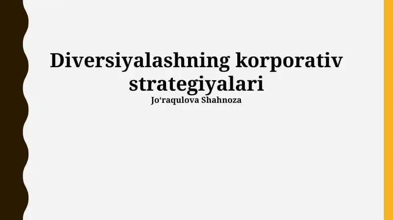 Diversiyalashning korporativ strategiyalari