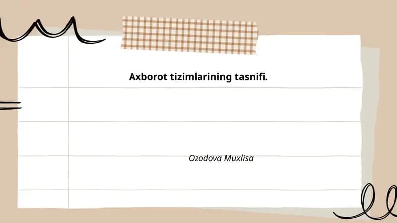 Axborot tizimlarining tasnifi