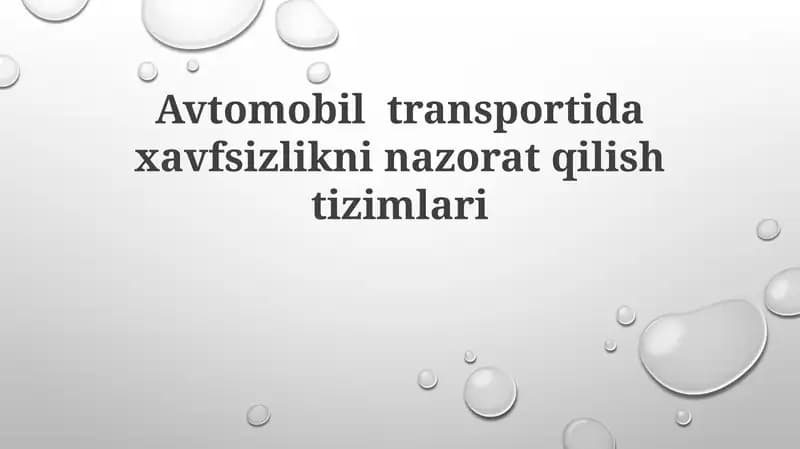 Avtomobil transportida xavfsizlikni nazorat qilish tizimlari