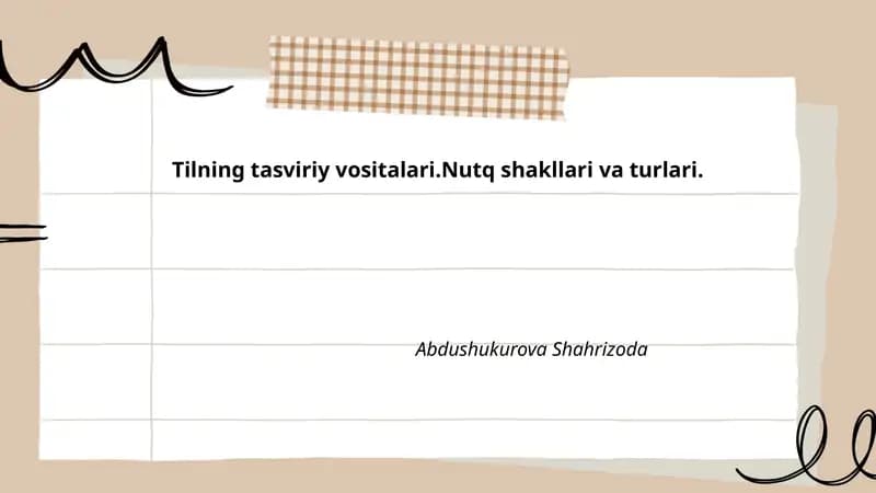 Tilning tasviriy vositalari.Nutq shakllari va turlari.