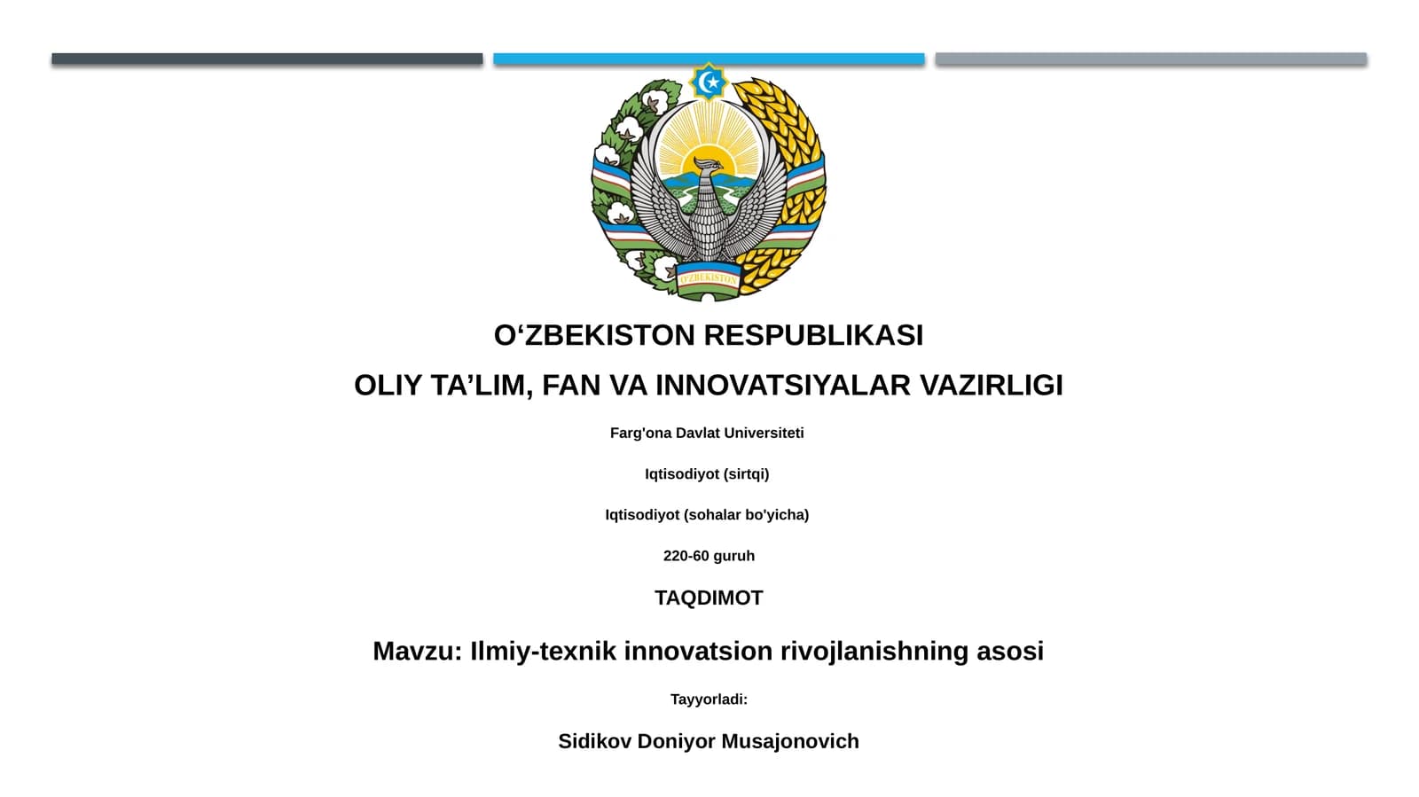 Ilmiy-texnik innovatsion rivojlanishning asosi