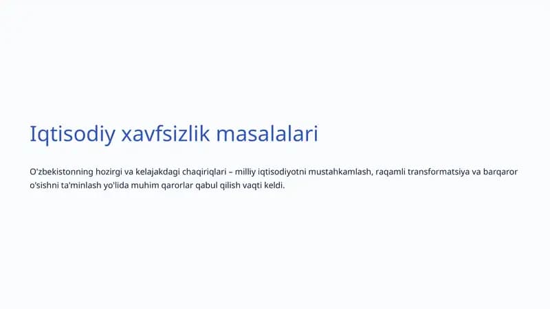 Iqtisodiy xavfsizlik masalalari