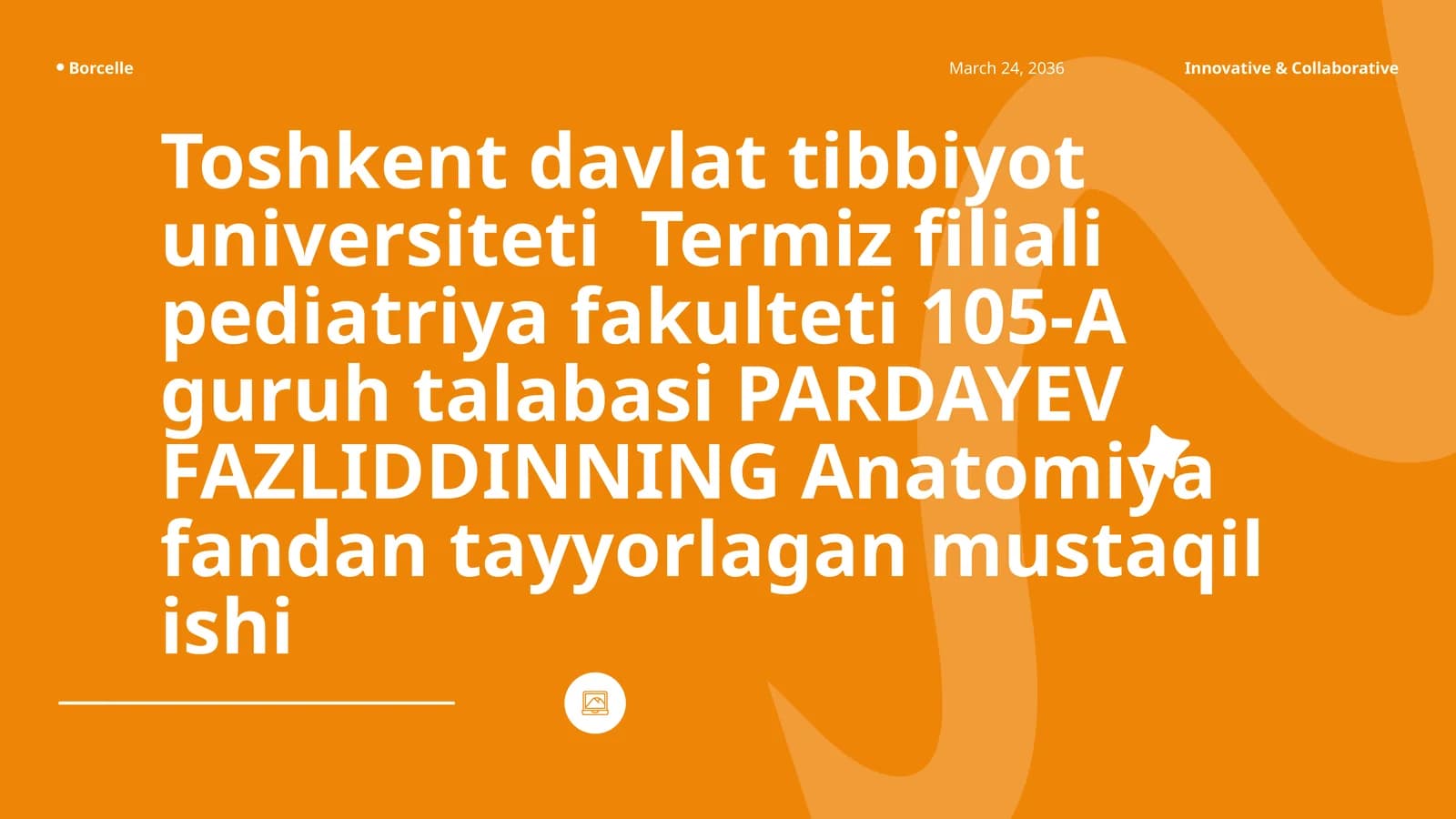 Anatomiya fandan tayyorlagan mustaqil ishi