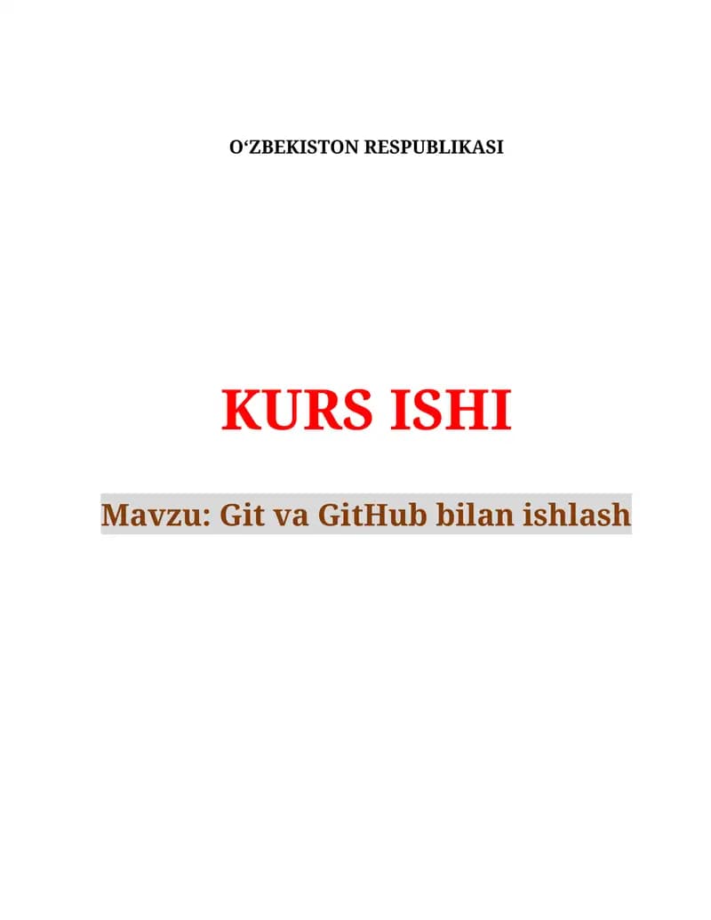 Git va GitHub bilan ishlash