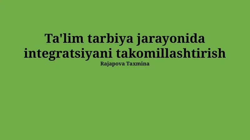 Integratsiyani takomillashtirish