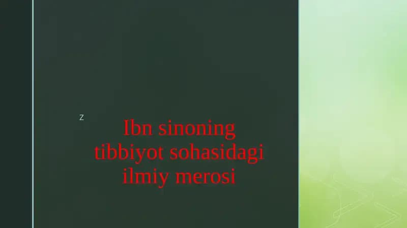 Ibn sinoning tibbiyot sohasidagi ilmiy merosi