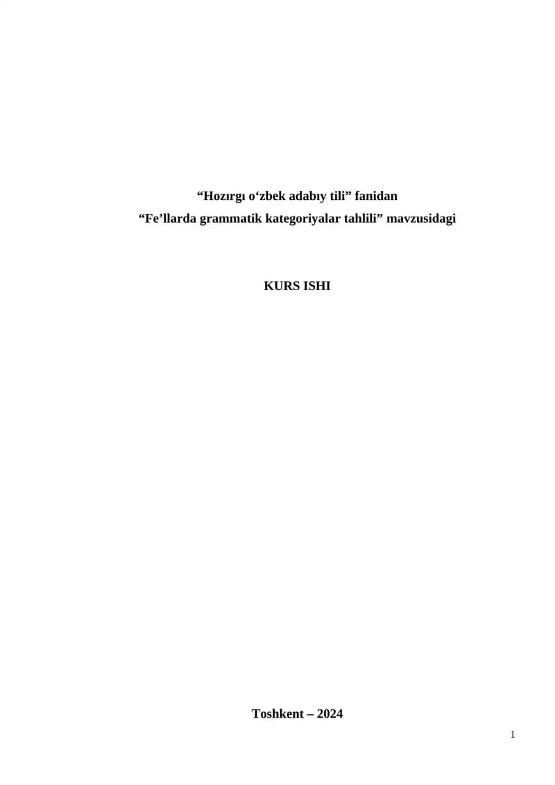 Fe’llarda grammatik kategoriyalar tahlili