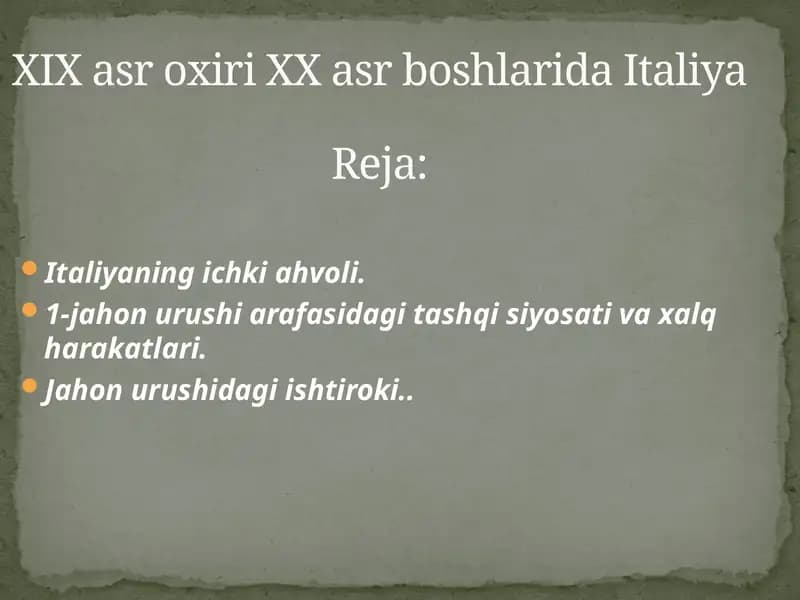 XIX asr oxiri XX asr boshlarida Italiya