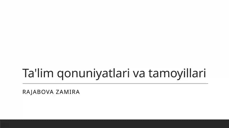 Ta'lim qonuniyatlari va tamoyillari