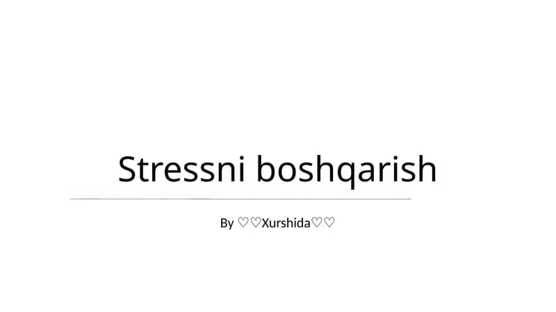 Stressni boshqarish
