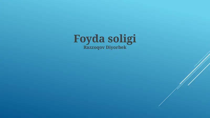 Foyda Soliqining To'lanishi