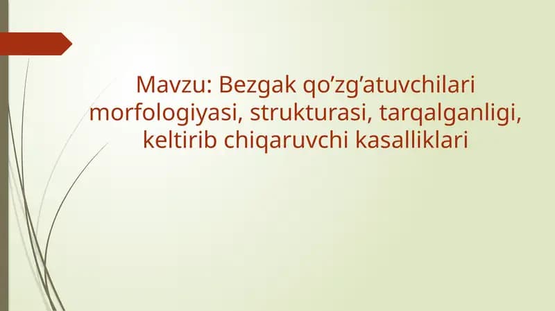 Bezgak qo‘zg‘atuvchilari morfologiyasi, strukturasi, tarqalganligi, keltirib chiqaruvchi kasalliklari