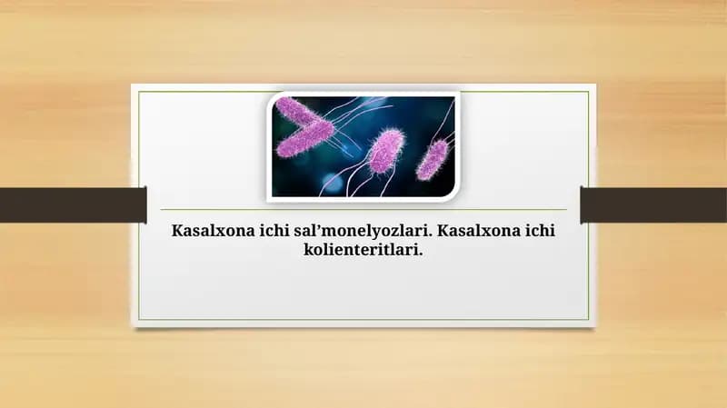 Kasalxona ichi sal’monelyozlari. Kasalxona ichi kolienteritlari