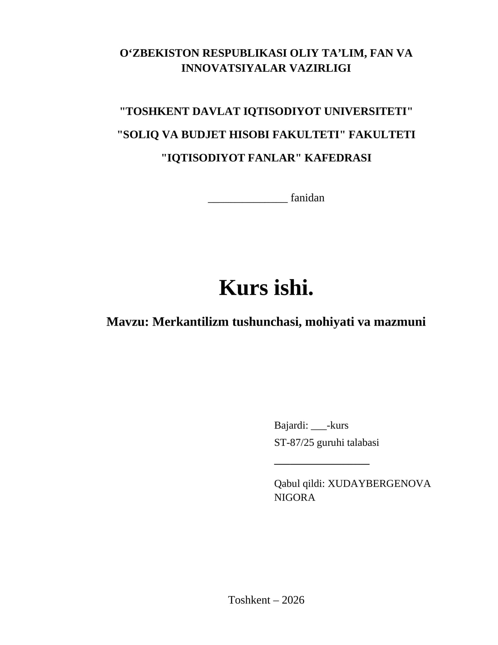 Merkantilizm tushunchasi, mohiyati va mazmuni