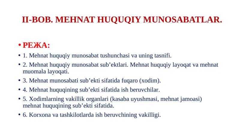 Mehnat huquqiy munosabatlar