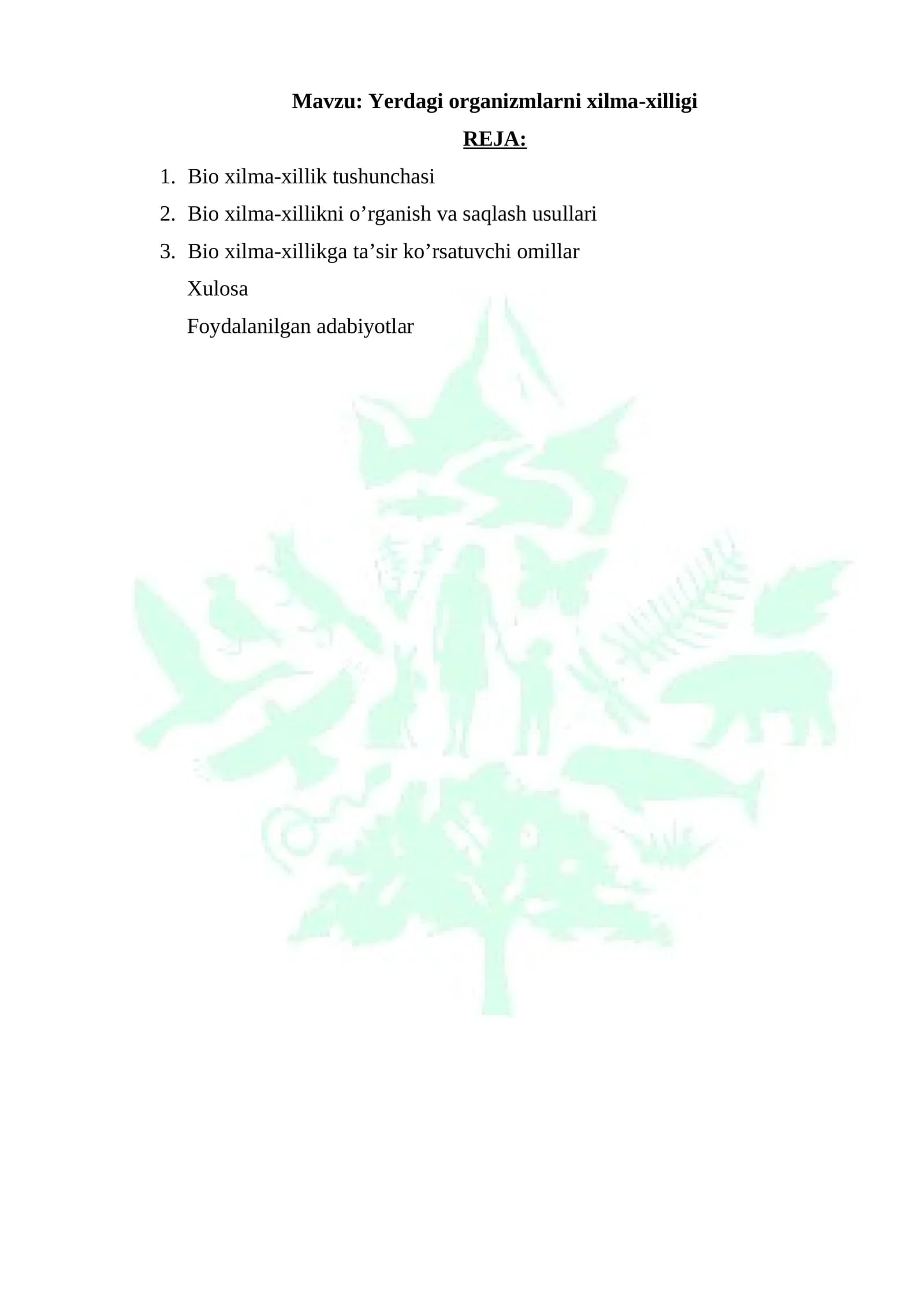 Yerdagi organizmlarni xilma-xilligi