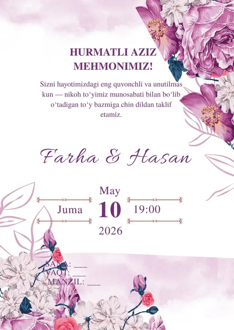 Taklifnoma shablon
