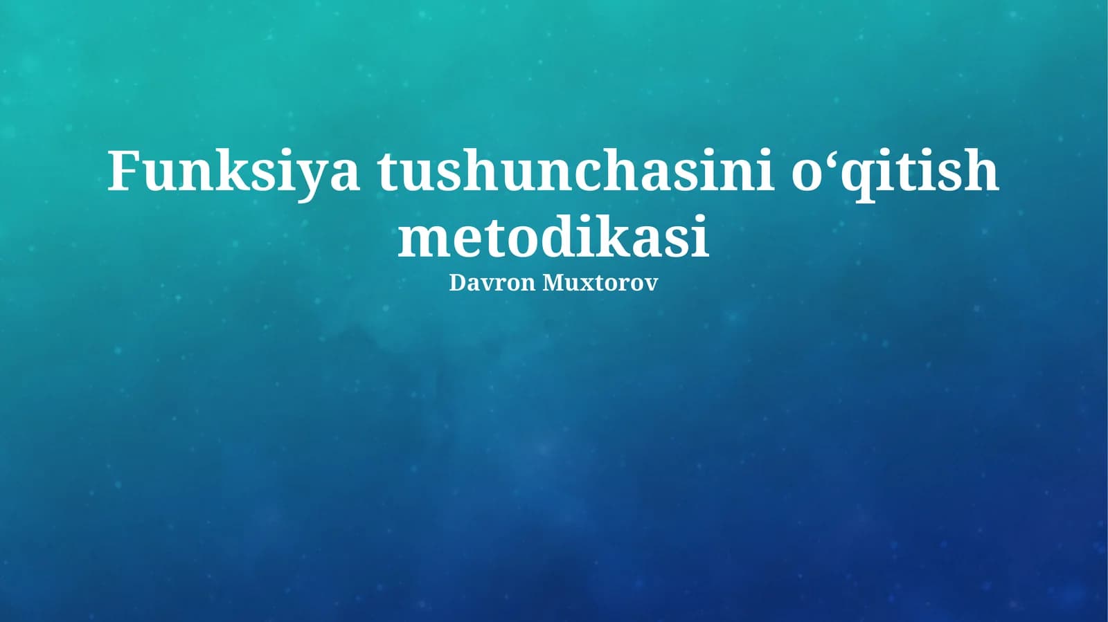 Funksiya tushunchasini o‘qitish metodikasi