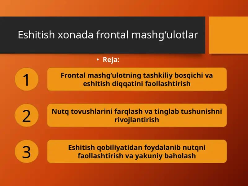 Eshitish xonada frontalmashg‘ulotlar