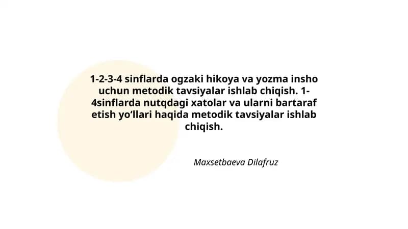 1-2-3-4 sinflarda ogzaki hikoya va yozma insho uchun metodik tavsiyalar