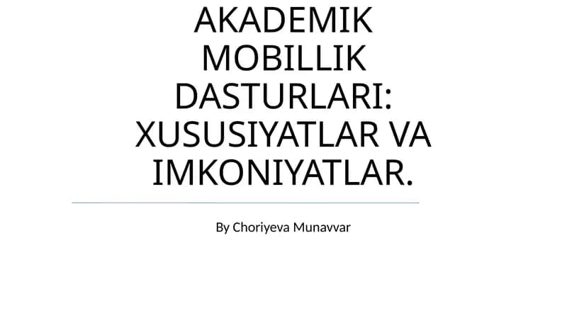 Akademik MOBILLIK DASTURLARI