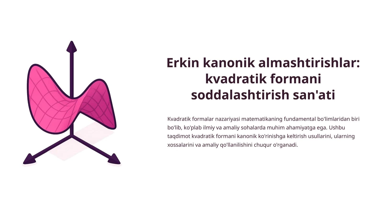 Erkin kanonik almashtirishlar kvadratik formani soddalashtirish san'ati
