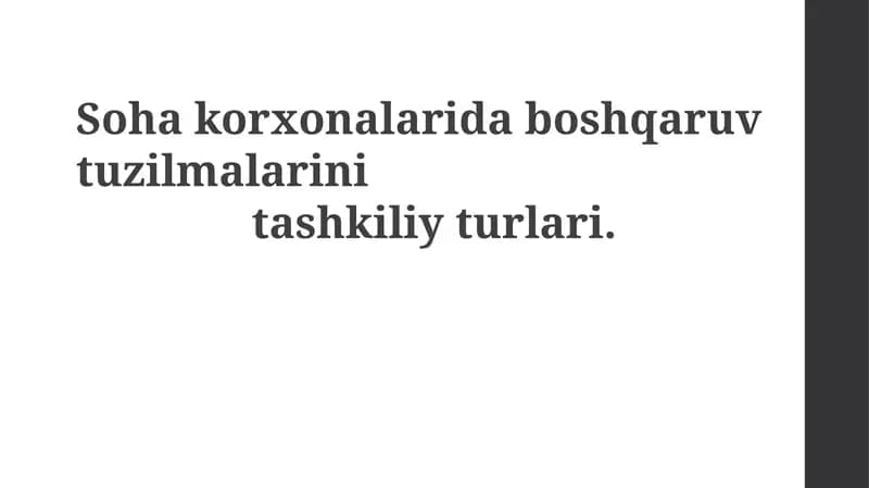 Filial Korxonalarda Boshqaruv Tuzilmalari