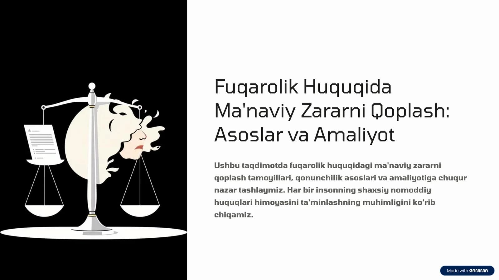 Fuqarolik Huquqida Ma'naviy Zararni Qoplash Asoslar va Amaliyot