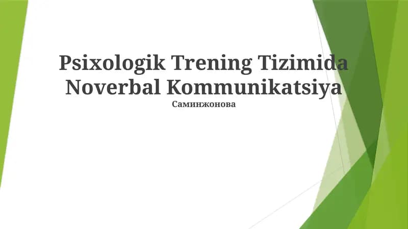 Psixologik Trening Tizimida Noverbal Kommunikatsiya