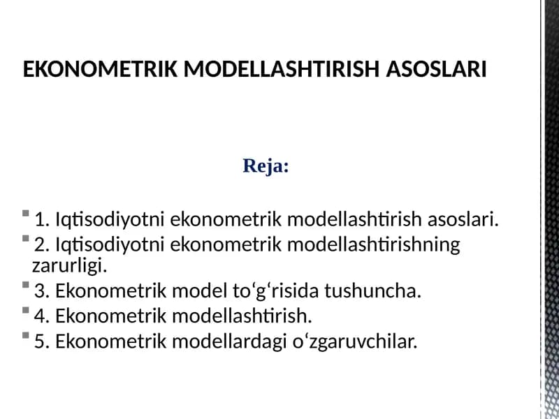 Ekonometrik modellashtirish asoslari
