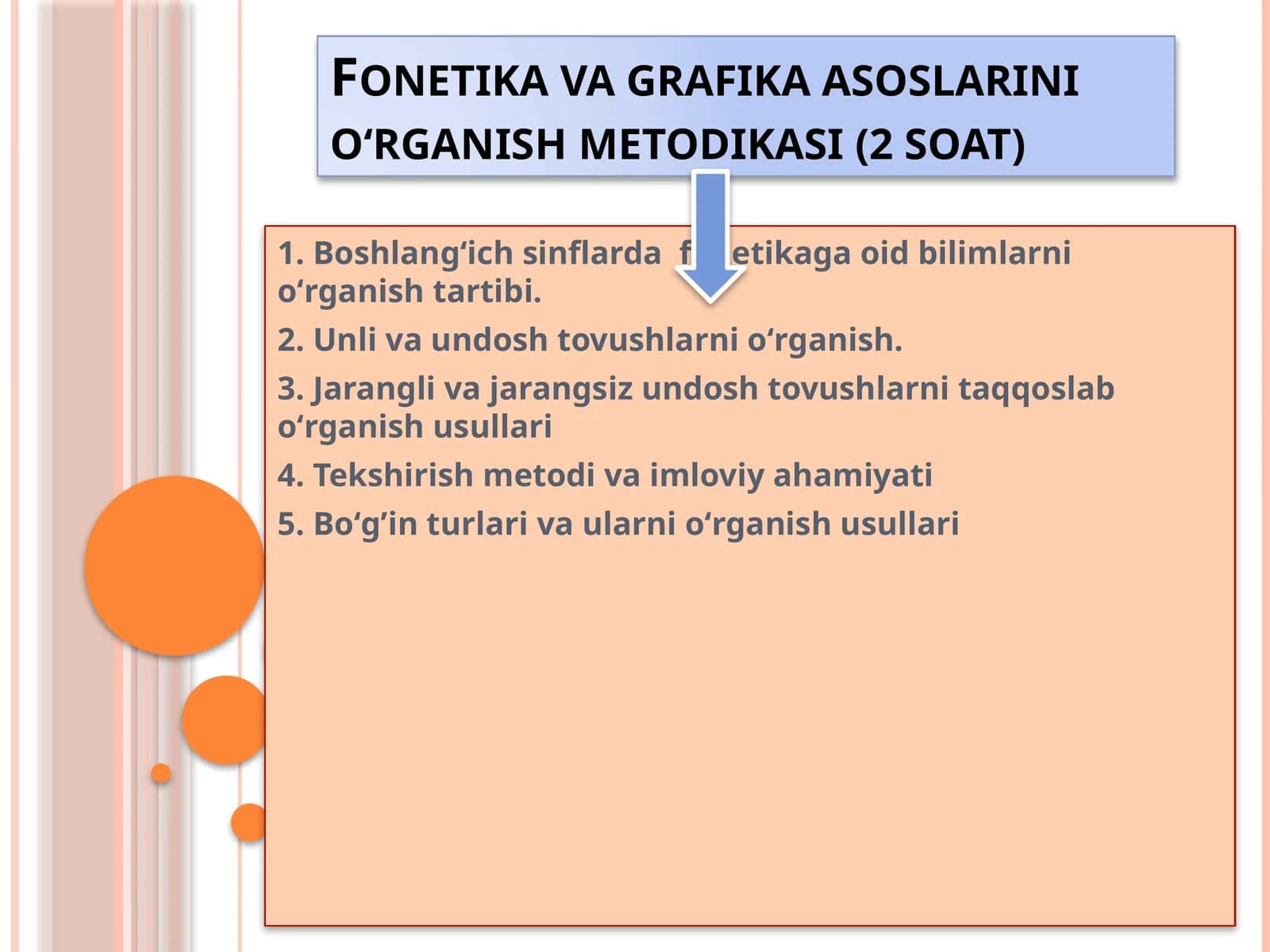 Fonetika va grafika asoslarini oʻrganish metodikasi