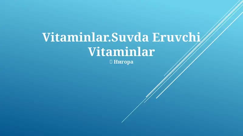 Vitaminlar.Suvda Eruvchi Vitaminlar