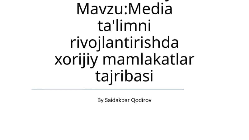Fan: Media savodxonligi va axborot madaniyati
