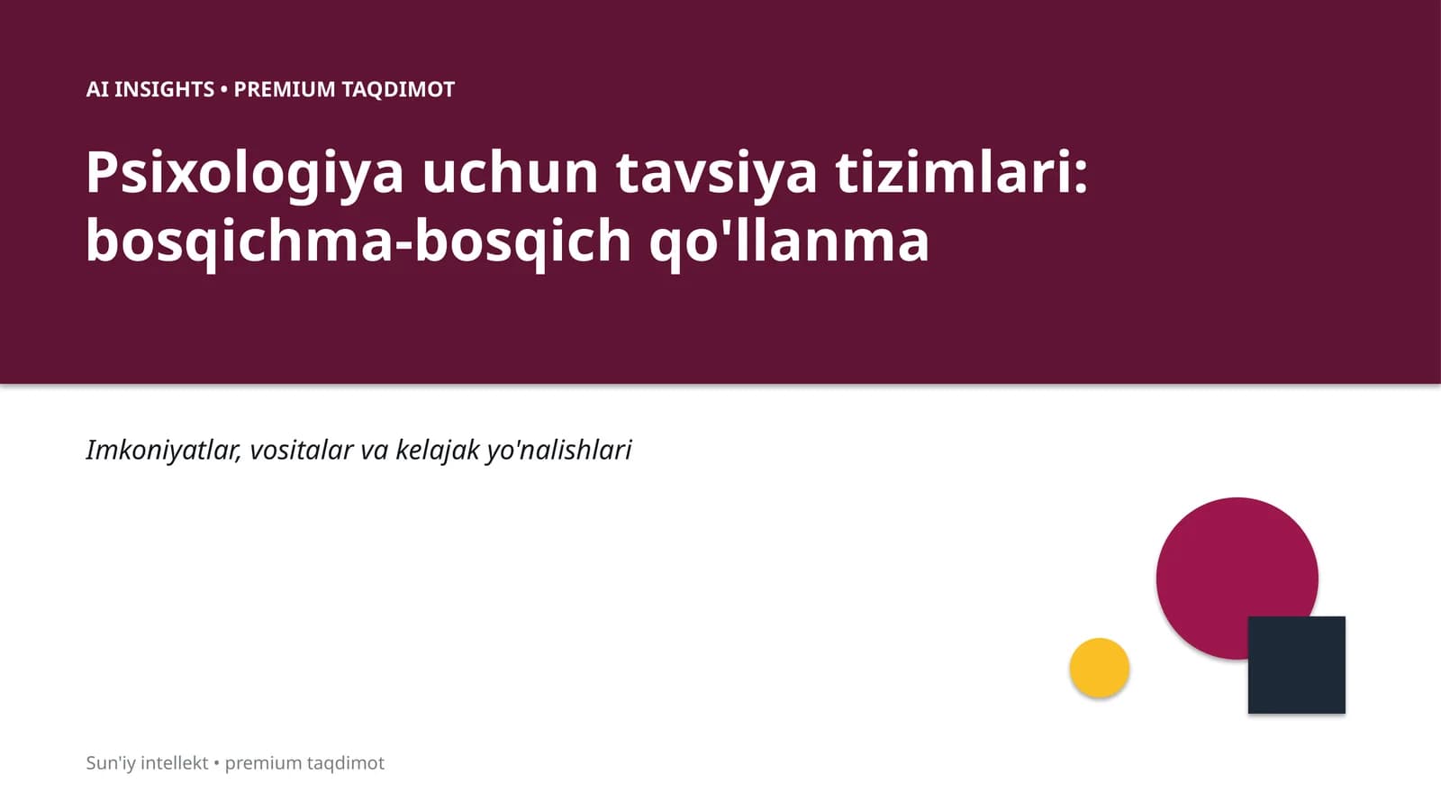 AI INSIGHTS • PREMIUM TAQDIMOT