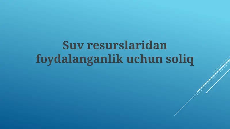 Suvresurslaridan foydalanganlik uchun soliq