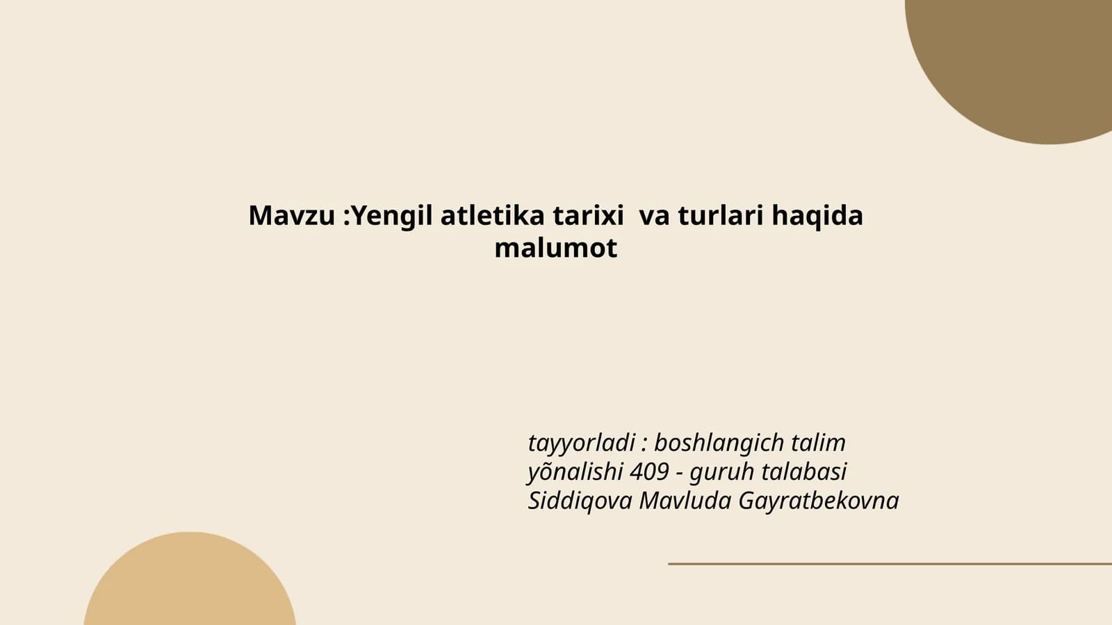 Yengil atletika tarixi va turlari haqida malumot