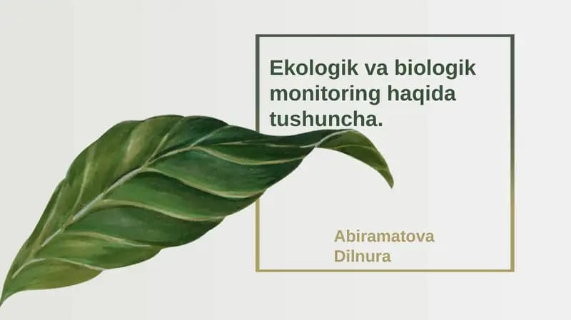 Ekologik va biologik monitoring