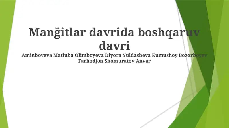 Manğitlar davrida boshqaruv davri