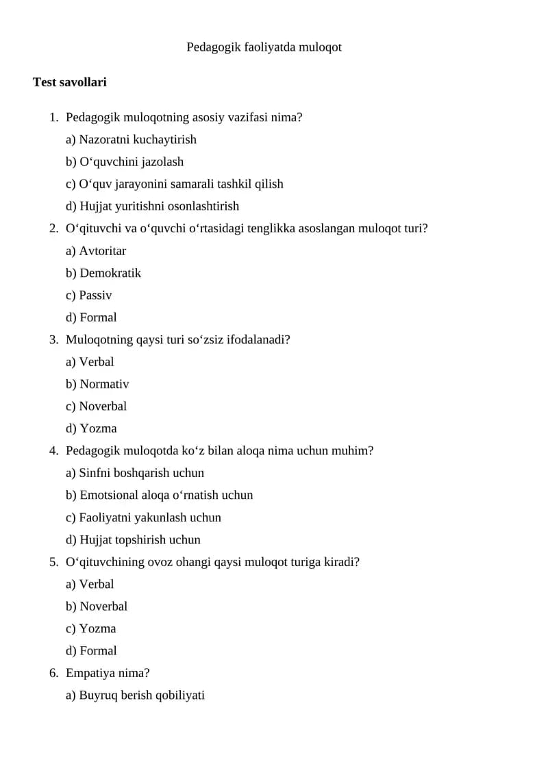 Pedagogik faoliyatda muloqot