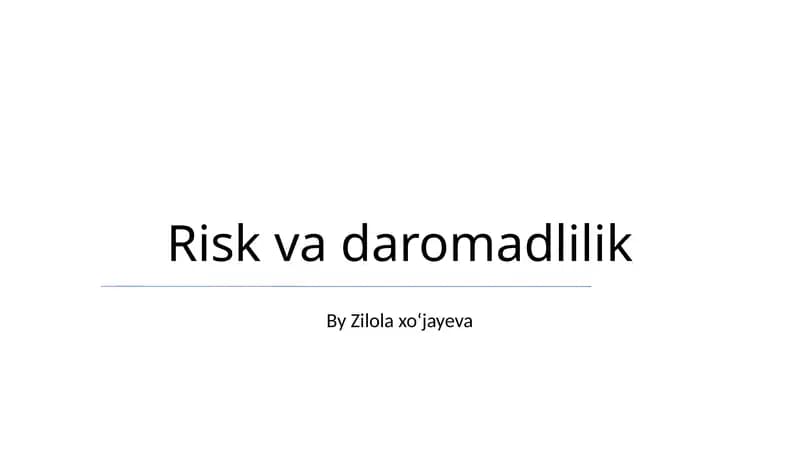 Risk va daromadlilik