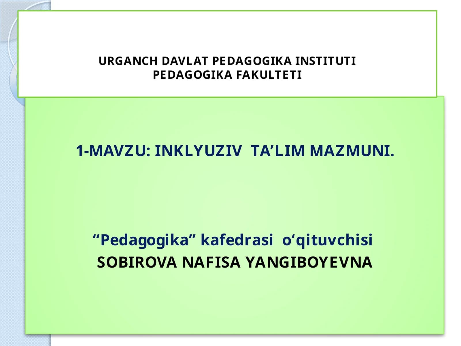 INKLYUZIV TA’LIM MAZMUNI