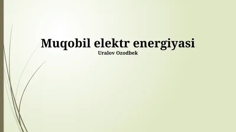 Muqobil elektr energiyasi