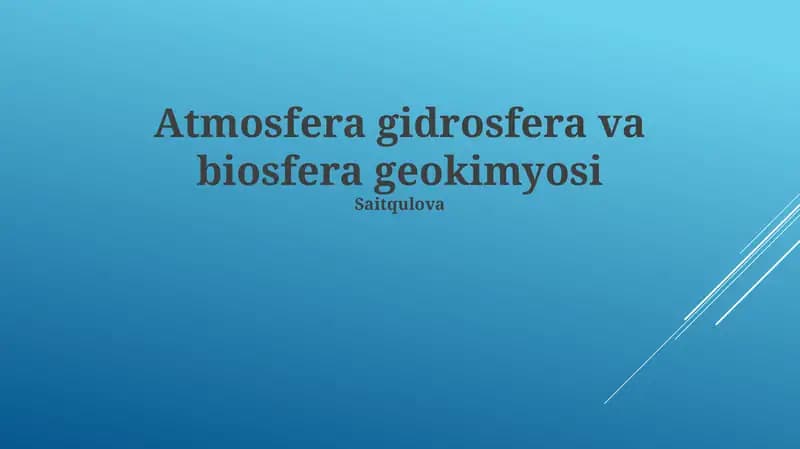 Atmosfera gidrosfera va biosfera geokimyosi
