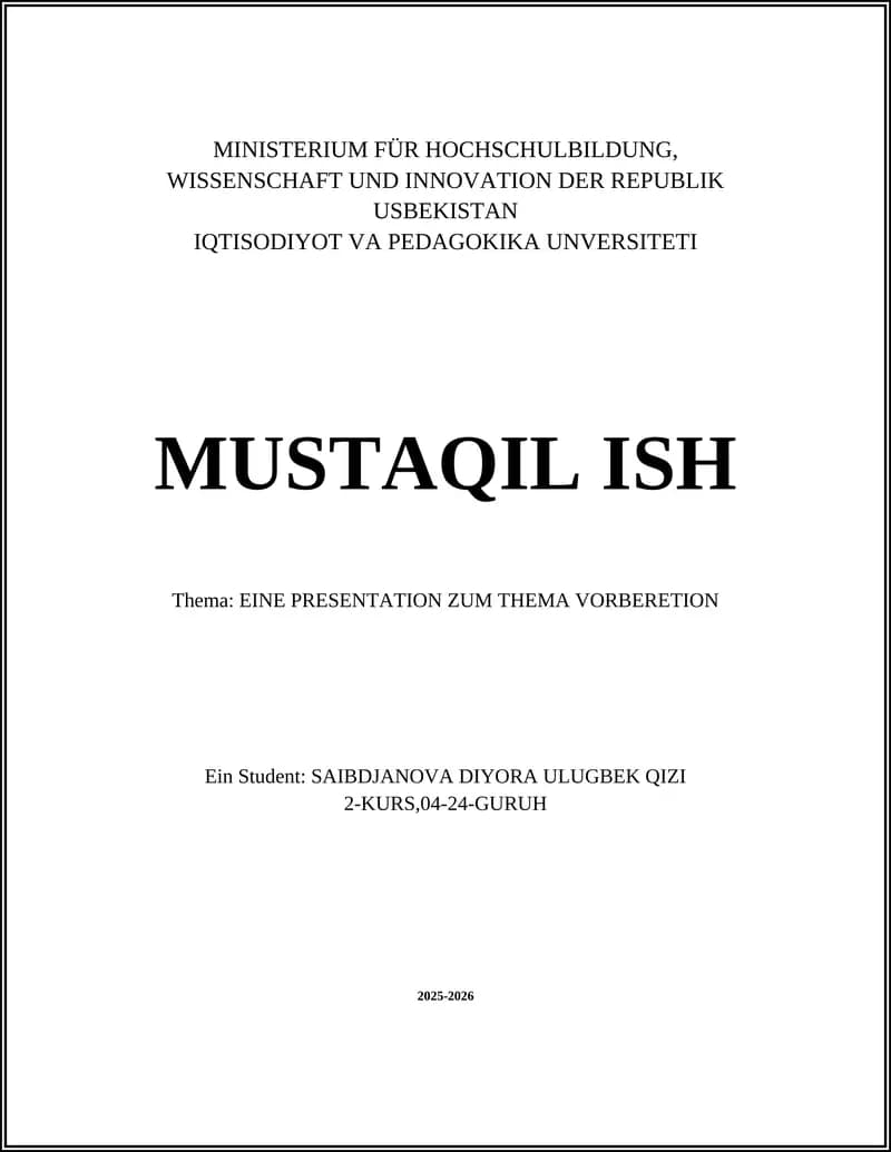 Vorberetion uchun bayoni dasturi