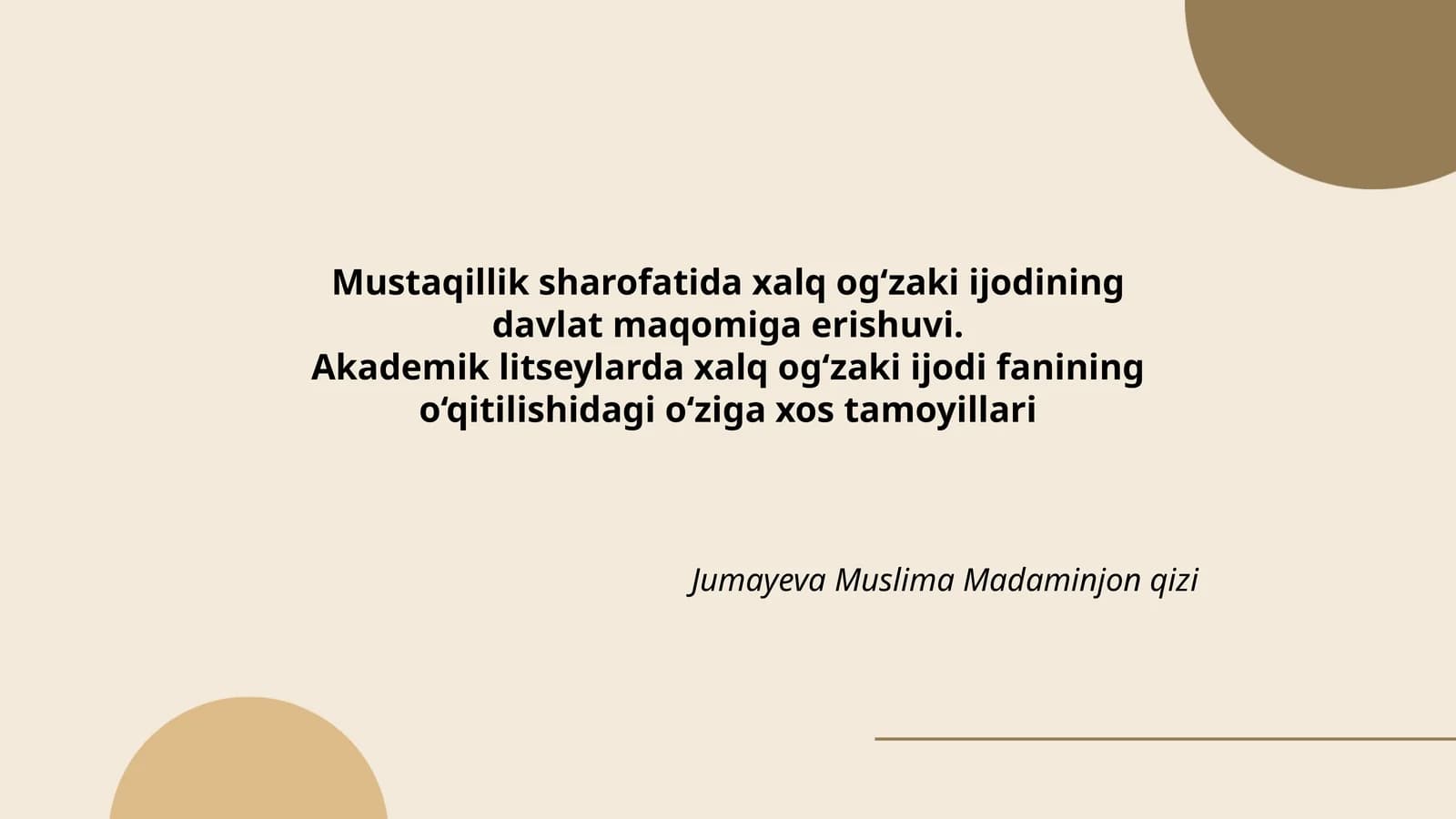 Akademik Litseylarda Xalq Og‘zaki Ijodi Fanining O‘qitilishidagi O‘ziga Hos Tamoyillari