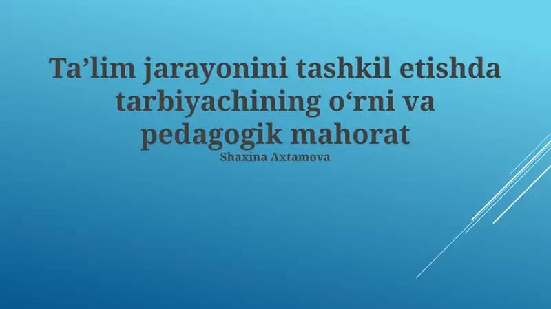 Pedagogik Innovatsiyalar