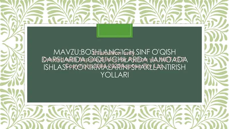 Boshlang'ich sinf o'qish darslarida o'quvchilarda jamoada ishlash ko'nikmalarini shakllantirish yollari