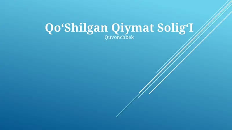 QoʻShilgan Qiymat SoligʻI